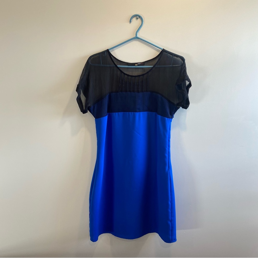 Vintage Blue & Black Mini Formal Dress